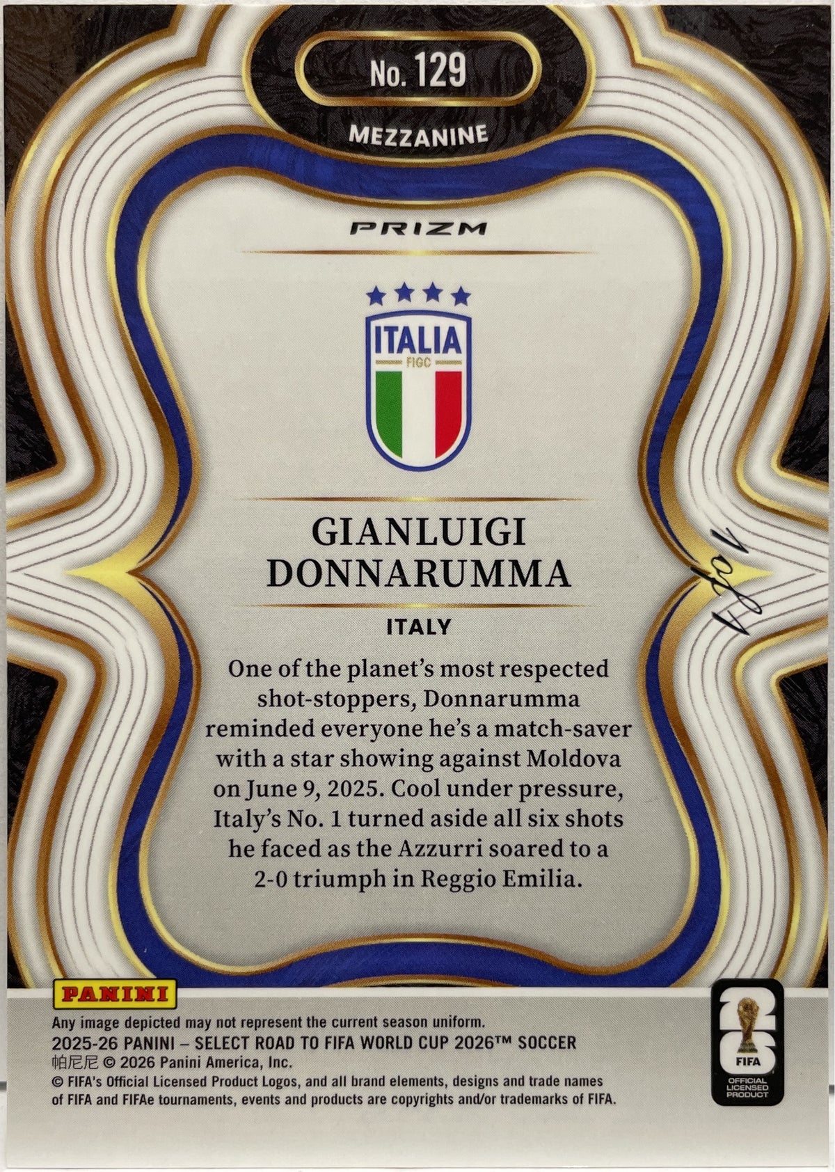 Gianluigi Donnarumma 1/1 Mezzanine Black Panini Select Fifa Road To World Cup 2026