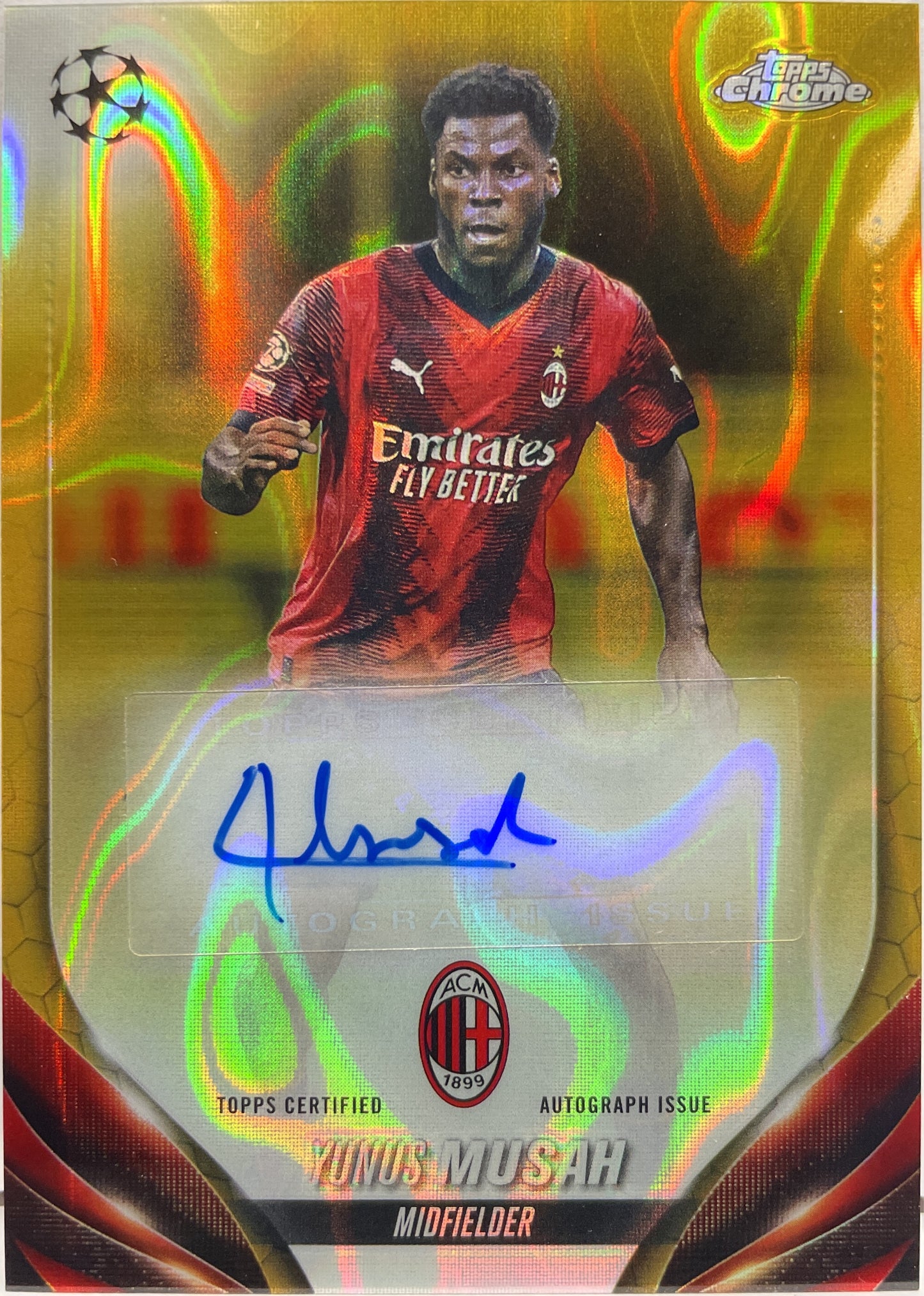 Yunus Musah Autograph Gold Lava Topps Chrome UCC 2023/24