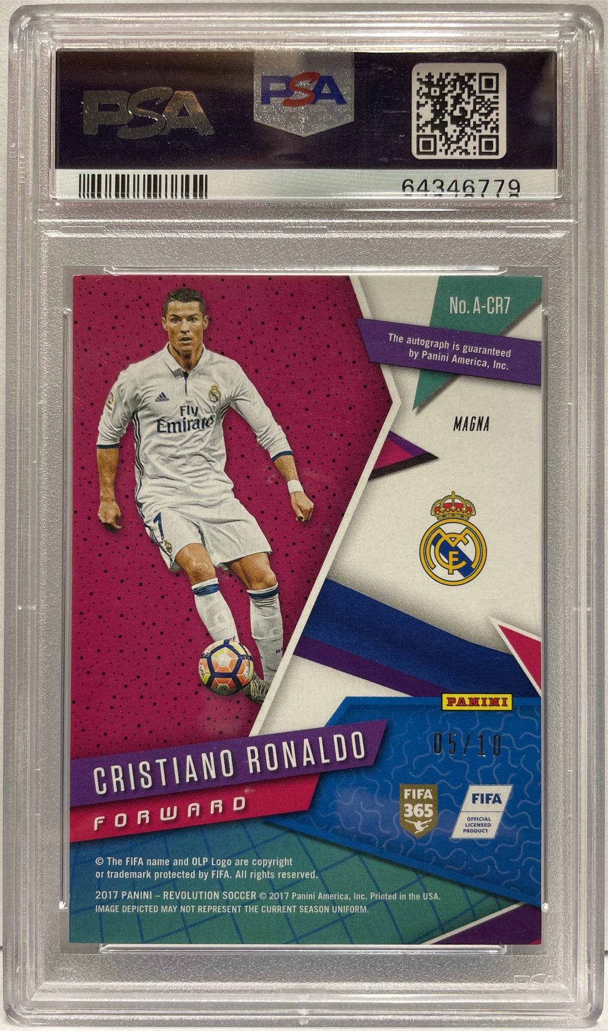 Cristiano Ronaldo 5/10 Autograph Magna Panini Revolution 2017 PSA 8.5 Auto 9