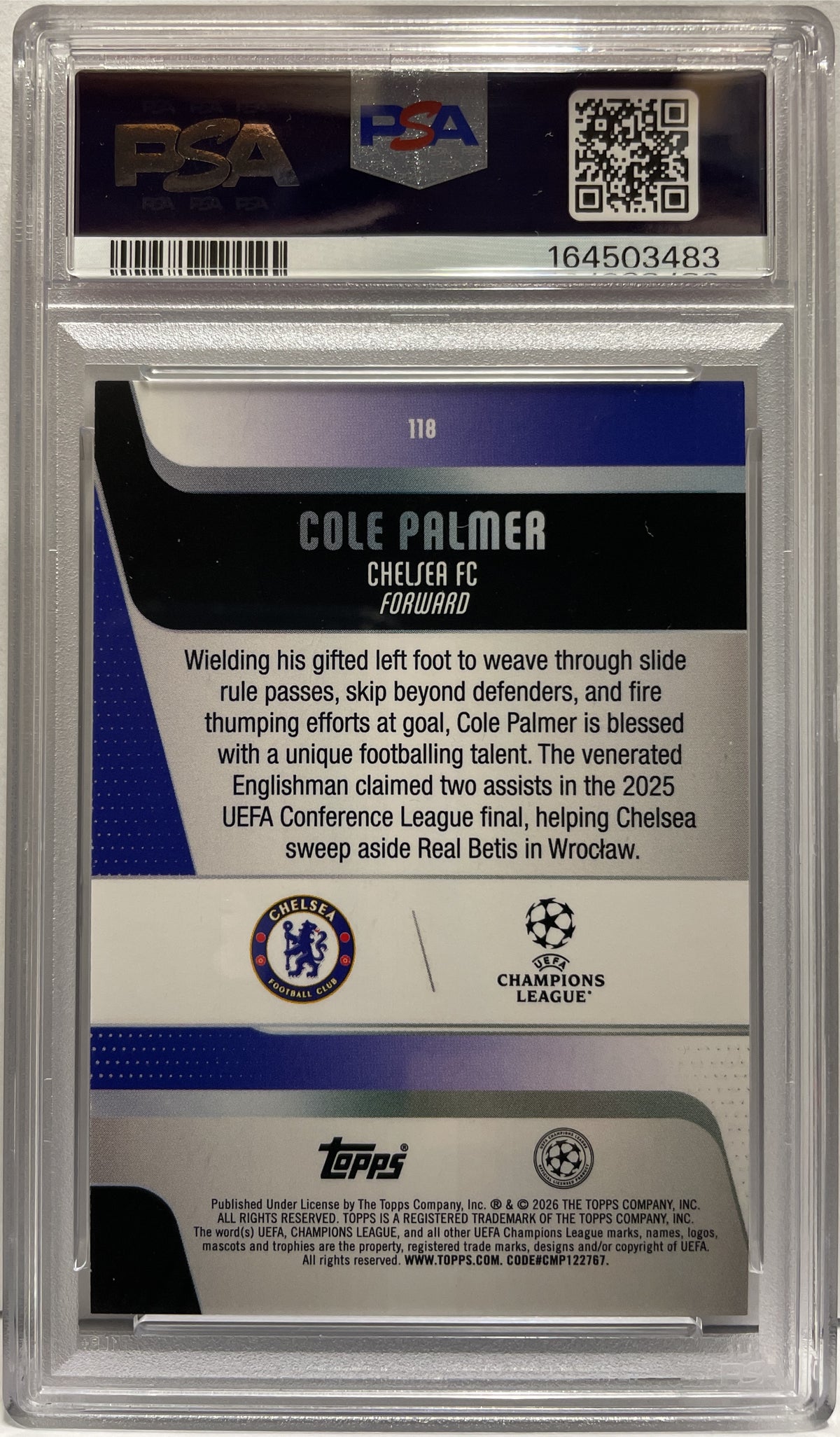 Cole Palmer 1/1 Gold Sunflower Topps UCC Japan 2025/26 PSA 8