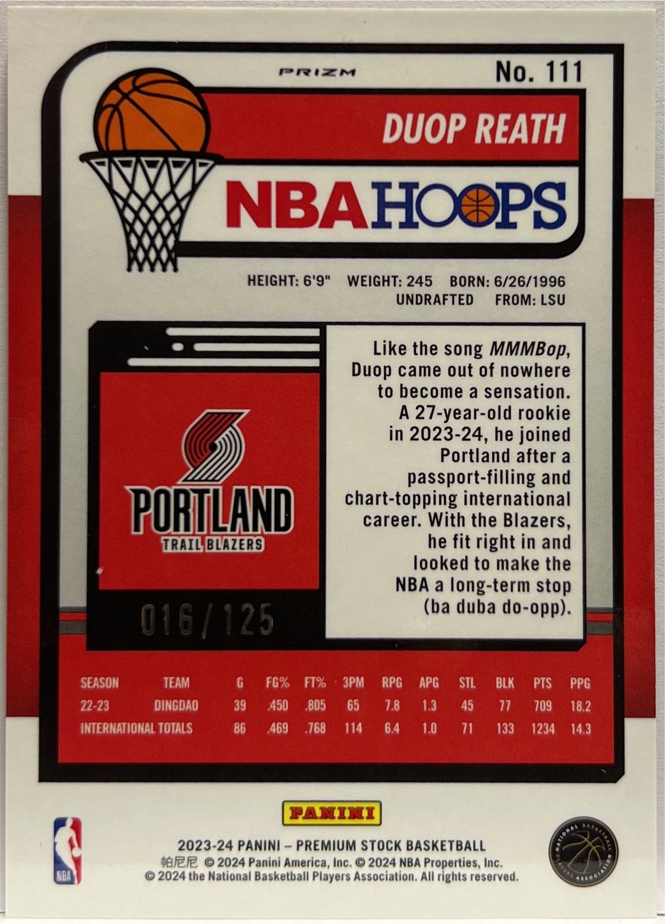 Duop Reath 16/125 Cracked Ice Orange Hoops Basketball NBA 2023/24