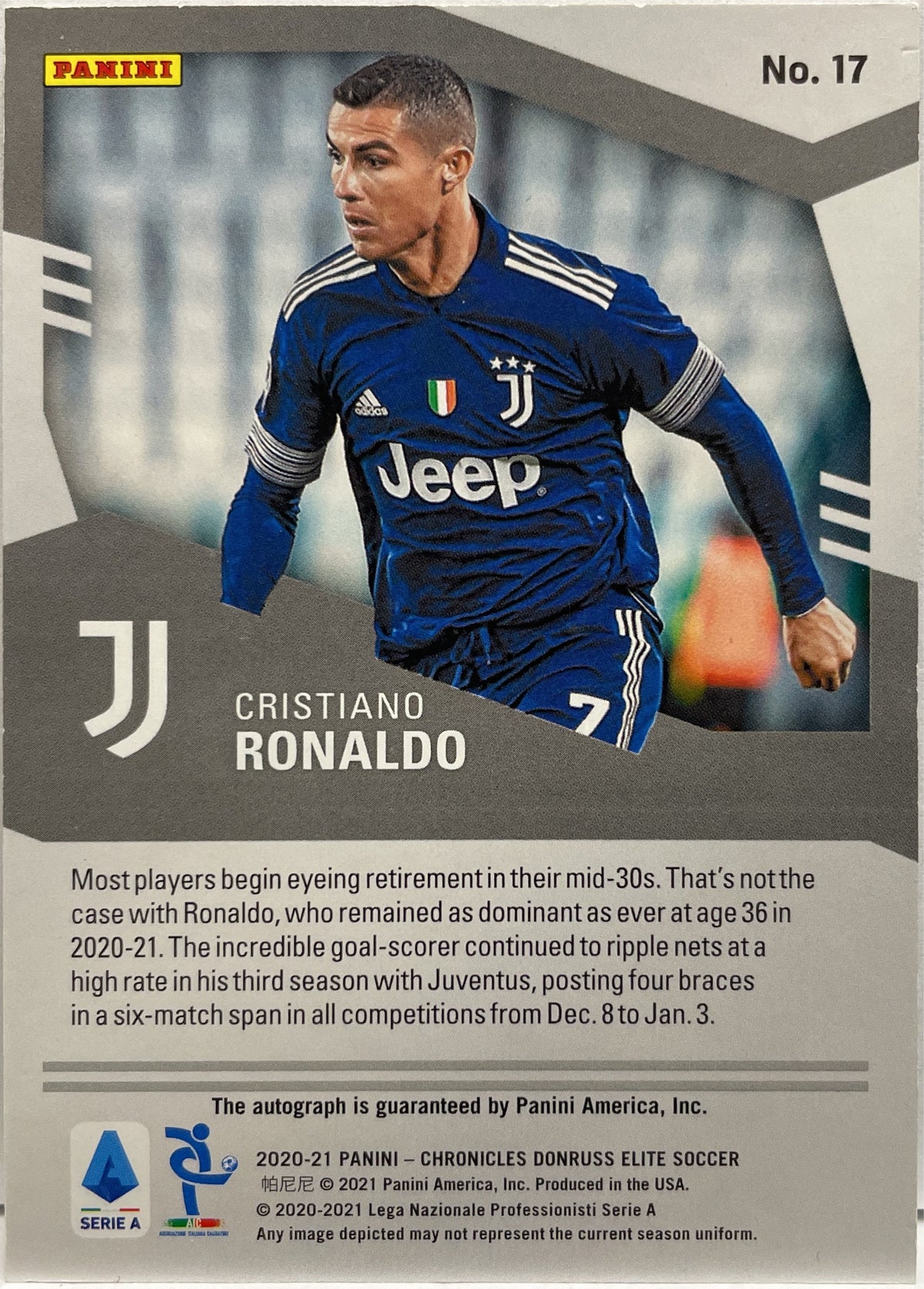 Cristiano Ronaldo 21/74 Autograph Donruss Elite Panini Chronicles 2020/21
