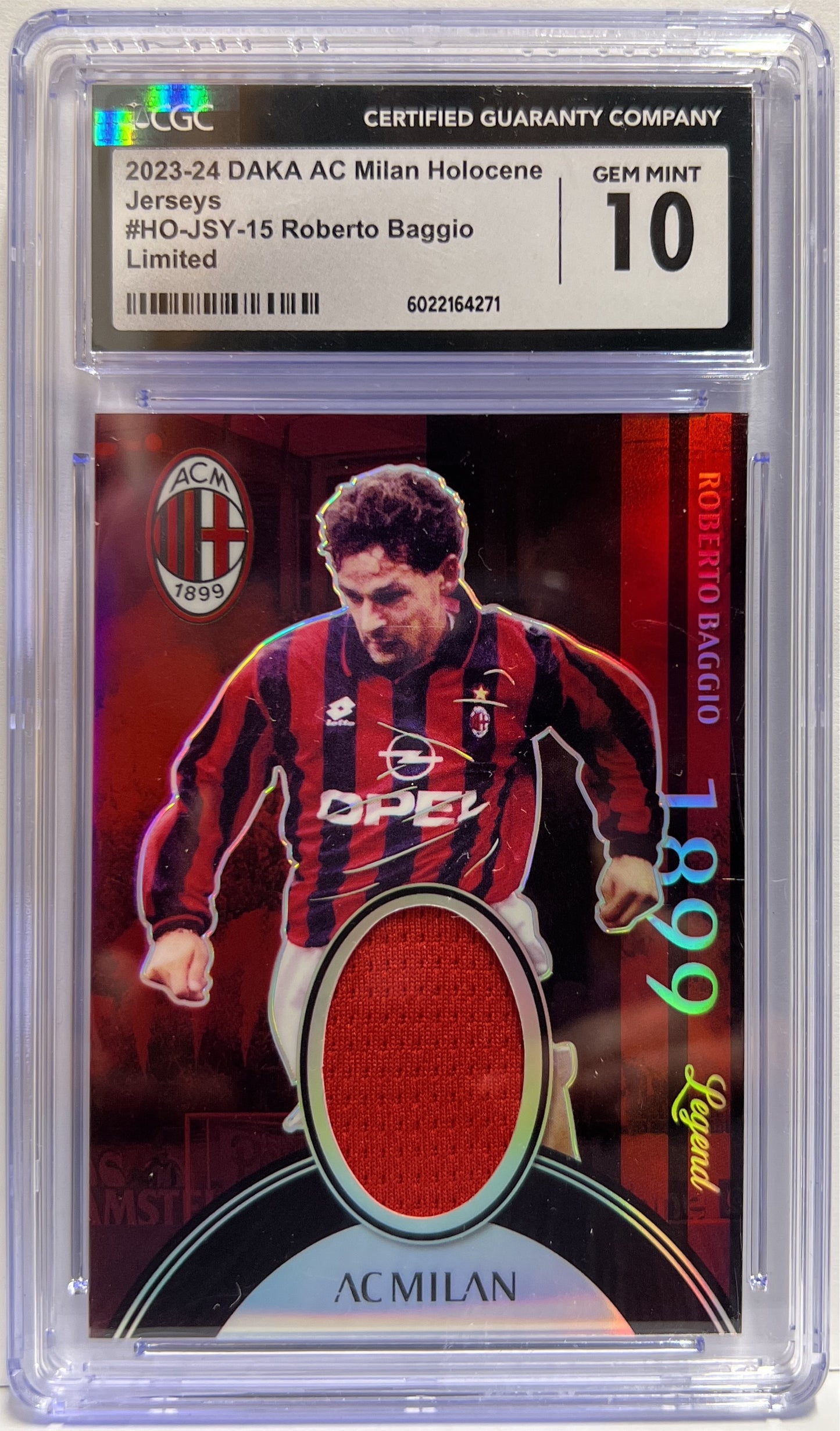 Roberto Baggio 55/70 Patch Jersey Silver Daka Milan One & Two 2023/24 CGC 10