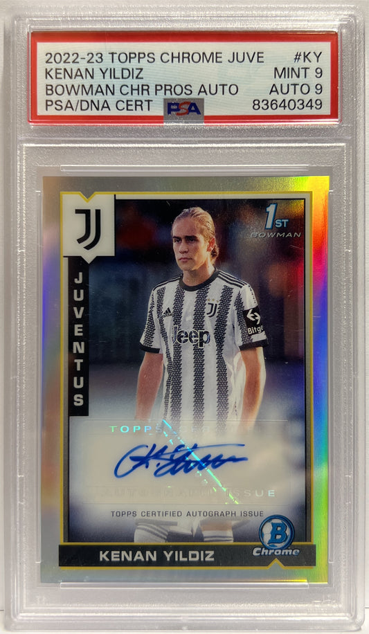Kenan Yildiz Autograph 1ST Bowman Topps Chrome Juventus 2022/23 PSA 9 Auto 9