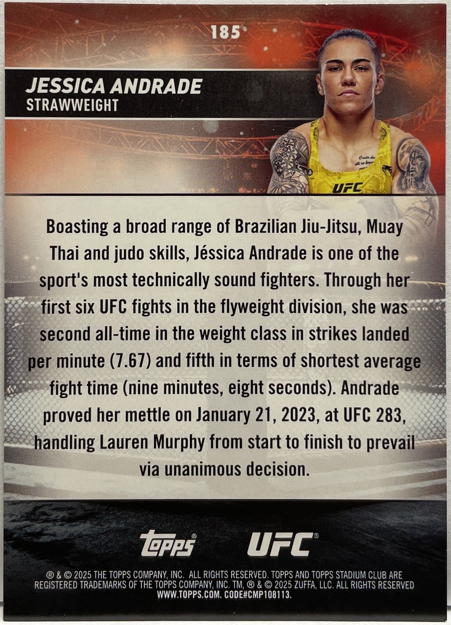Jessica Andrade 195/199 Green Foil Topps Stadium UFC 2025