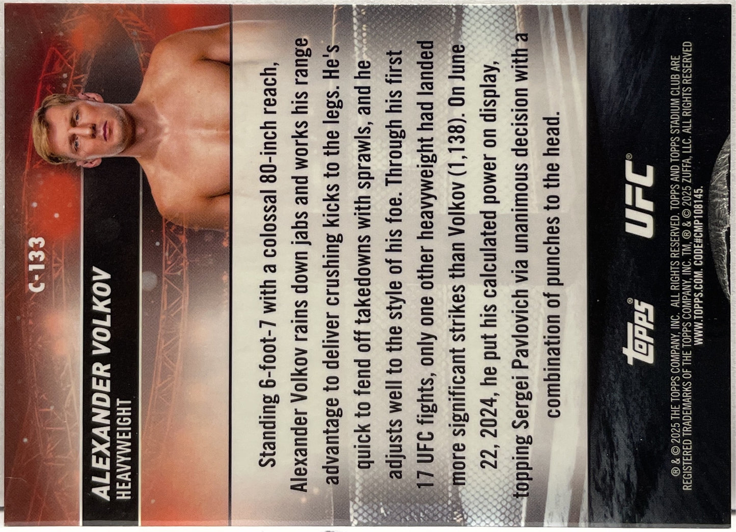 Alexander Volkov 98/99 Chrome Orange Topps Stadium UFC 2025