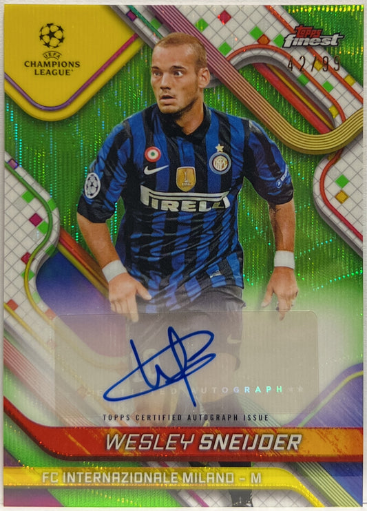Wesley Sneijder 42/99 Autograph Green Wave Topps Finest UCC 2024/25