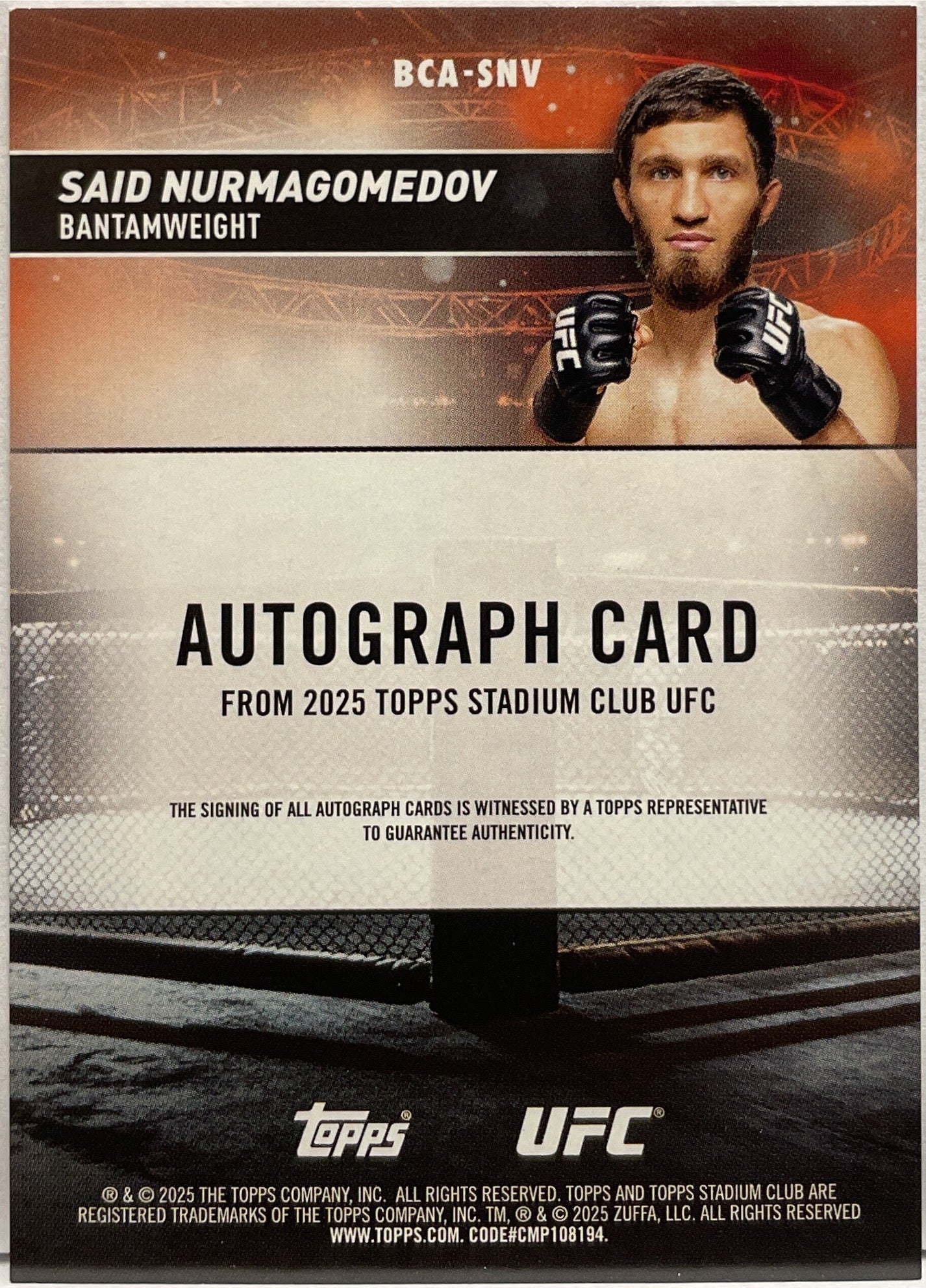 Said Nurmagomedov Autograph On Card Topps Stadium UFC 2025