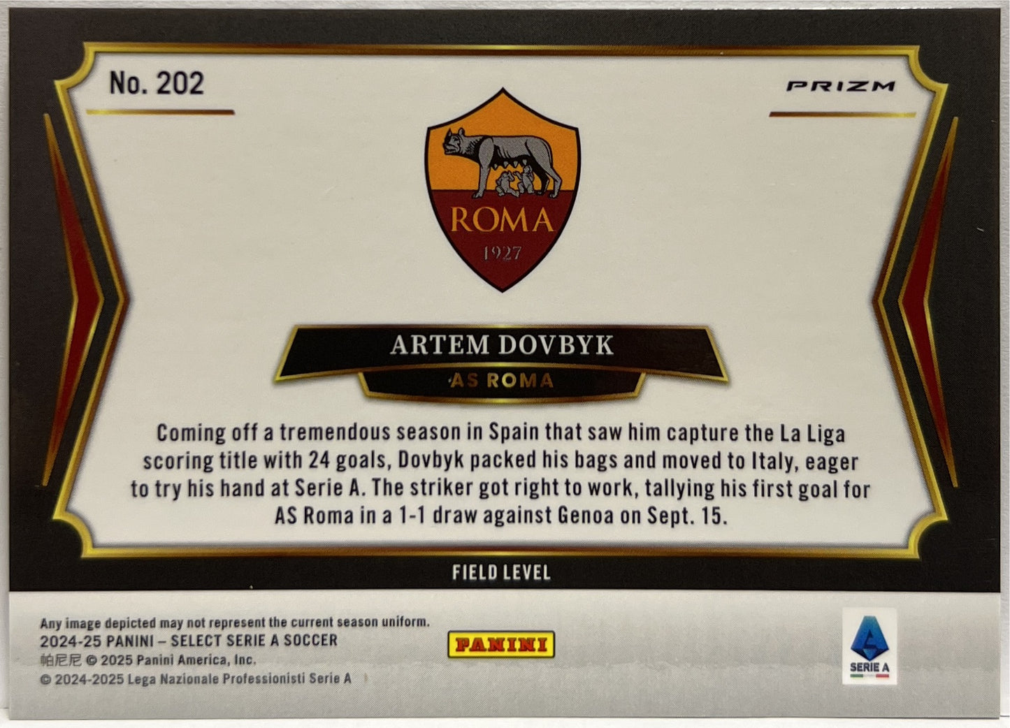 Artem Dovbyk Field Level Zebra Select Serie A 2024/25