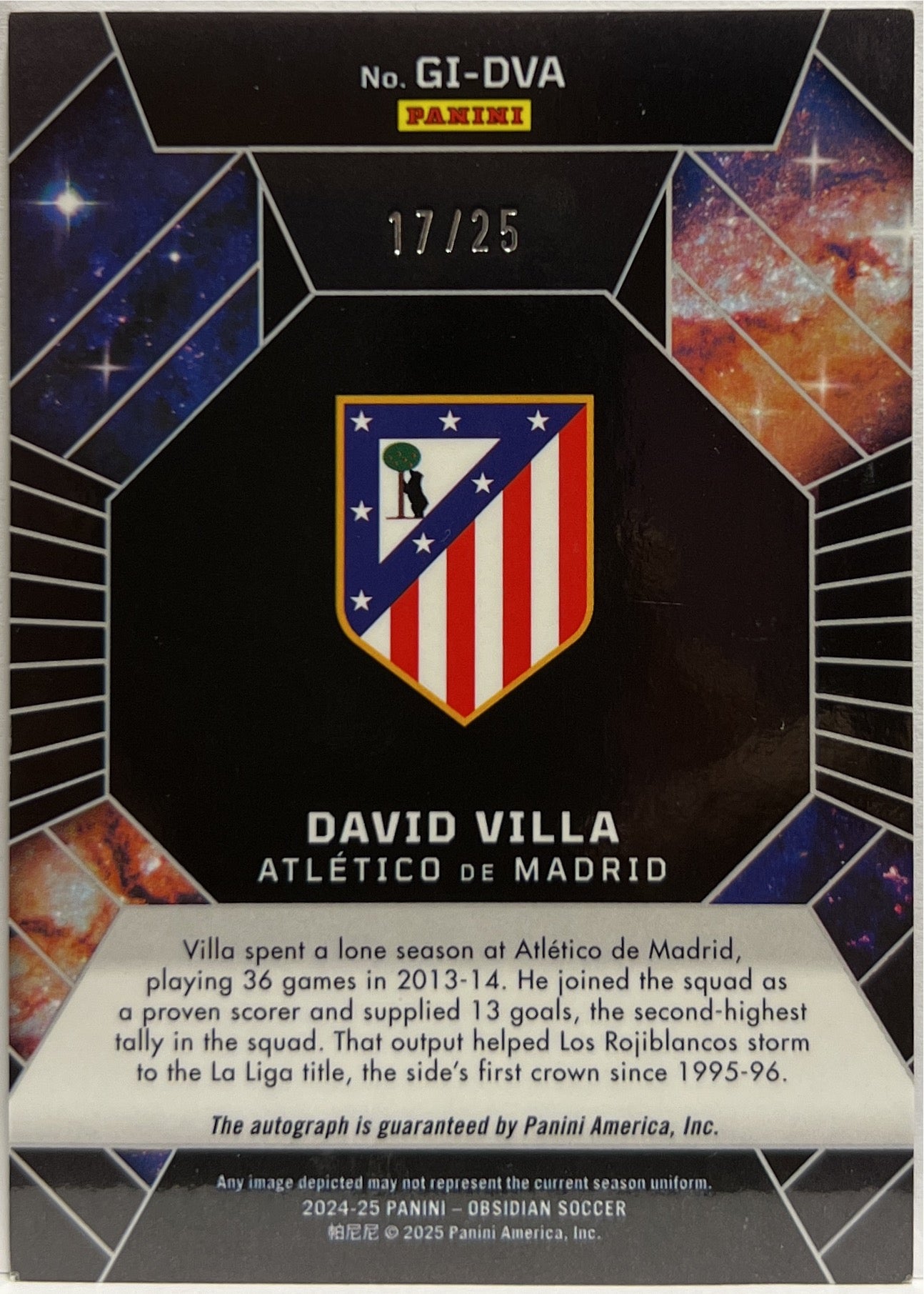 David Villa 17/25 Autograph Galaxy Ink Obsidian 2024/25