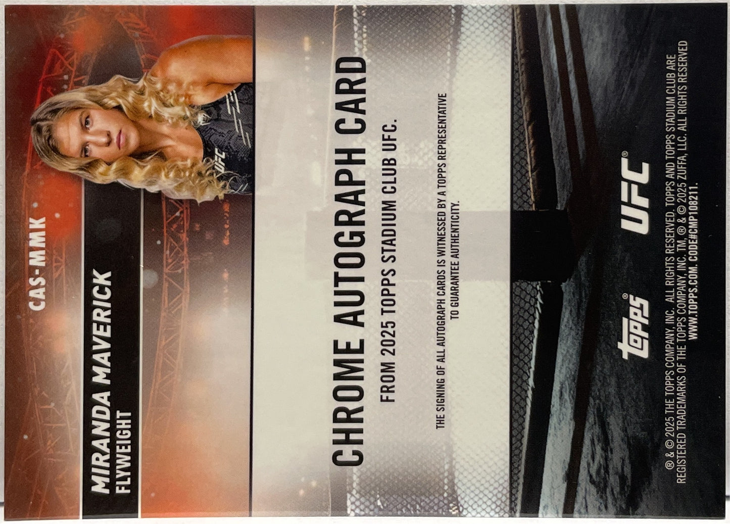 Miranda Maverick Autograph On Card Chrome Topps Stadium UFC 2025