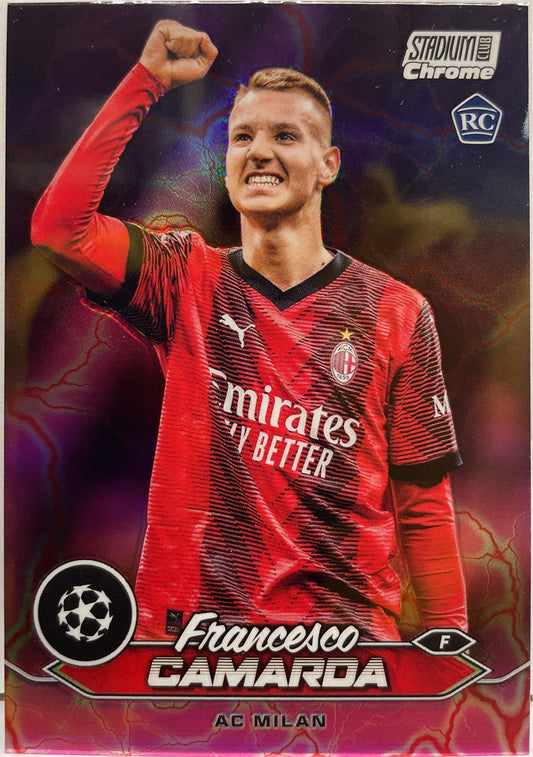 Francesco Camarda Rookie Pink Red Electric Charge Refractor Topps Stadium Chrome 2023/24