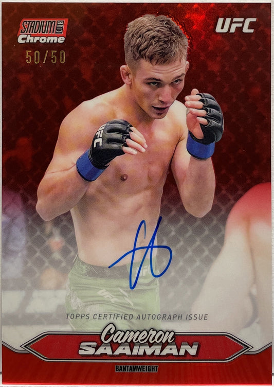 Cameron Saaiman 50/50 Autograph On Card Chrome Red Topps Stadium UFC 2025