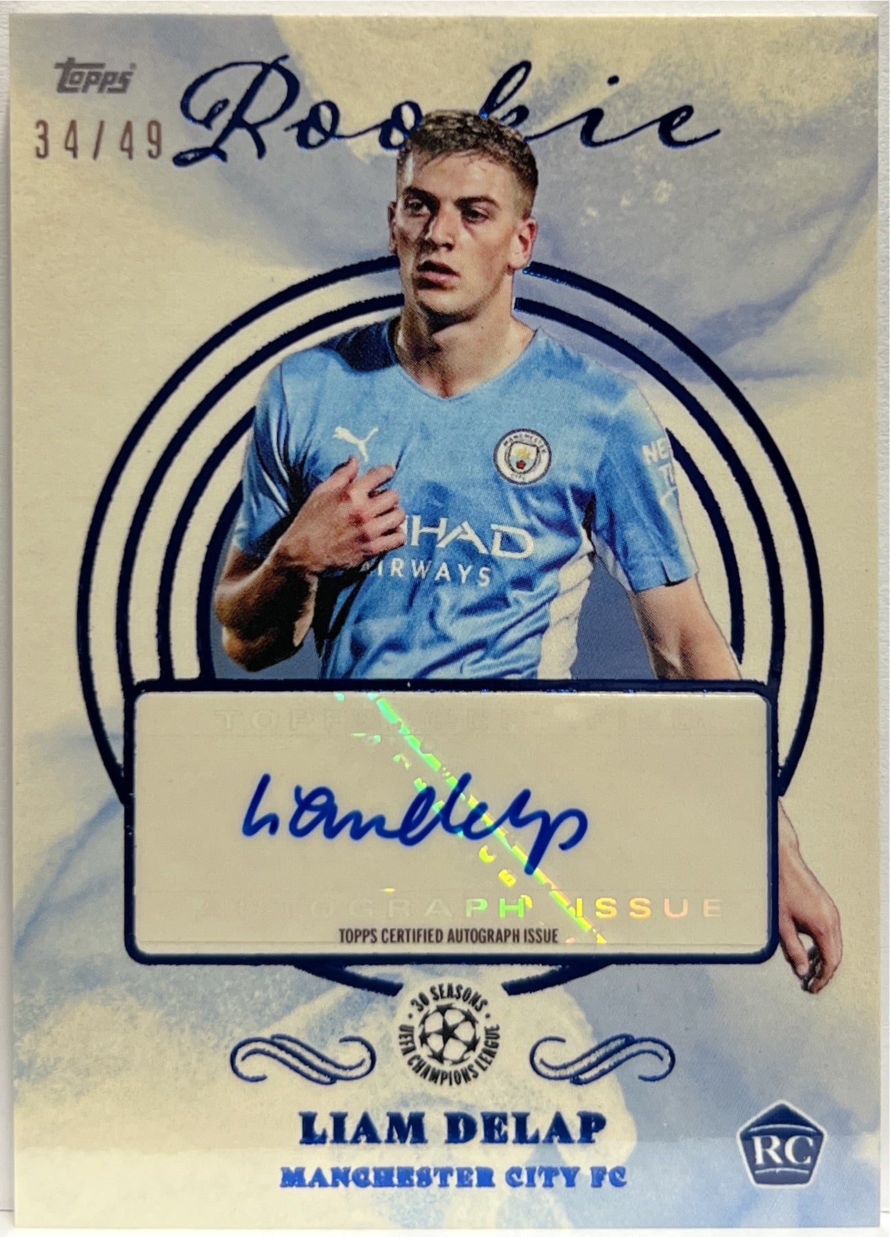 Liam Delap 34/49 Rookie Autgraph Topps Pearl UCL 2021/22