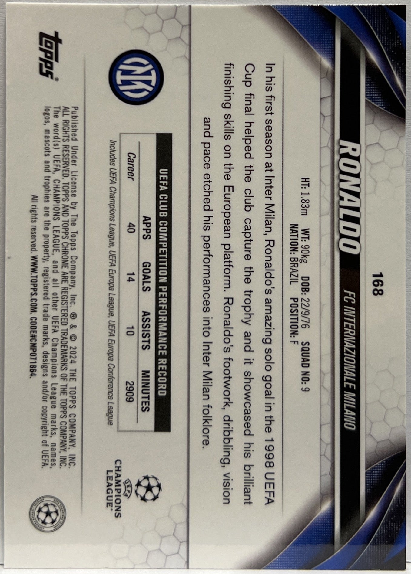 Ronaldo Legendary Topps Chrome UCC 2023/24