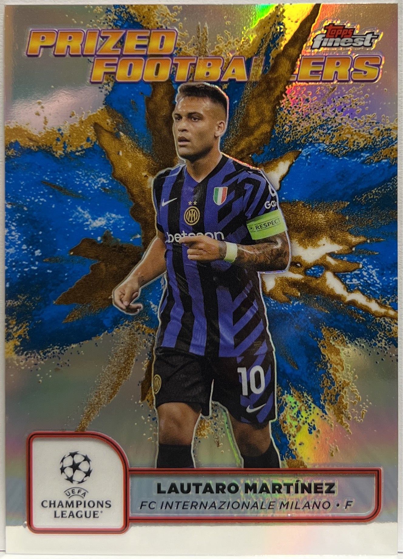 Lautaro Martinez Prized Footballers Fusion Variation Blue Gold Topps Finest UCC 2024/25