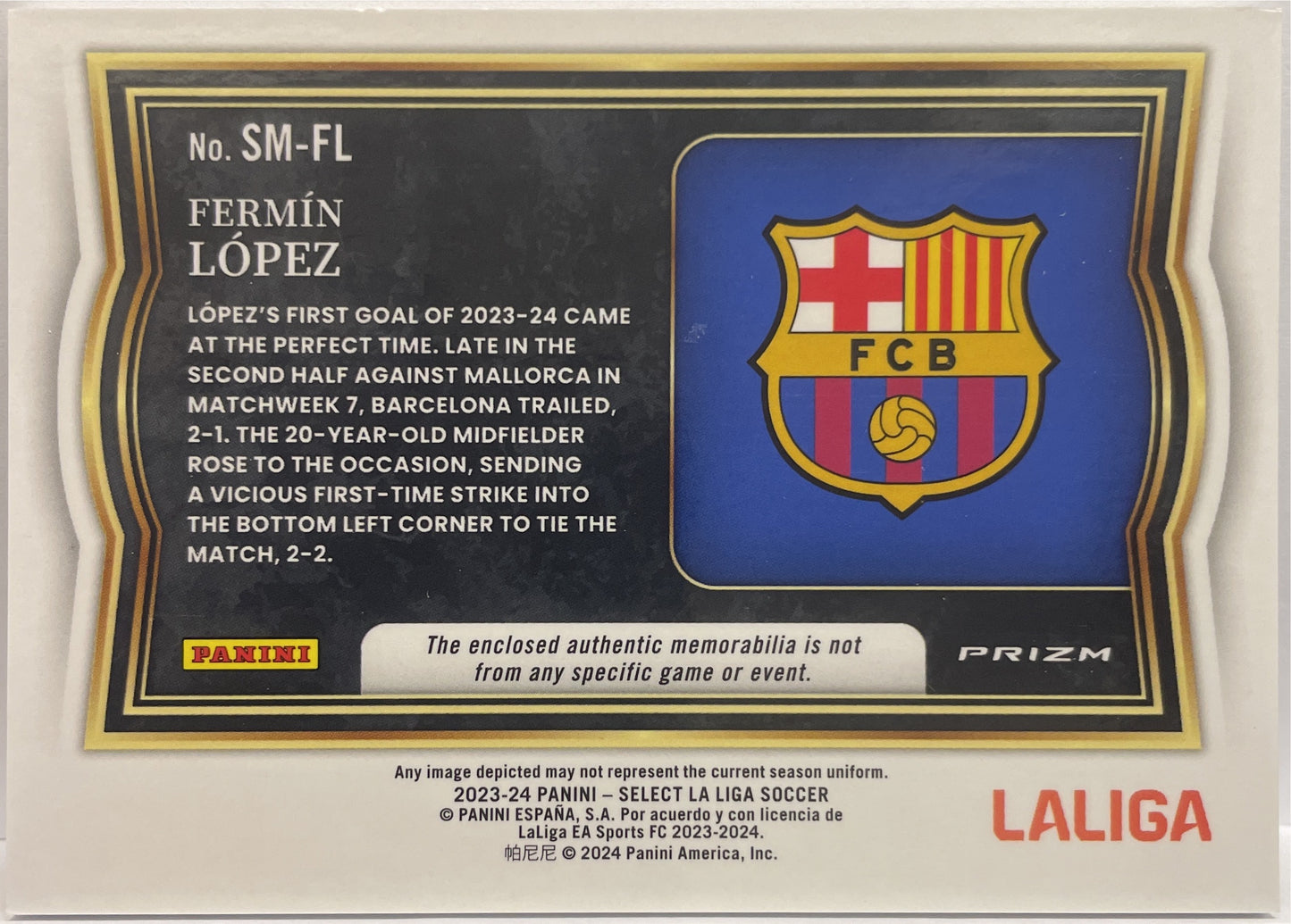 Fermin Lopez Rookie Patch Select Memorabilia Select La Liga 2023/24