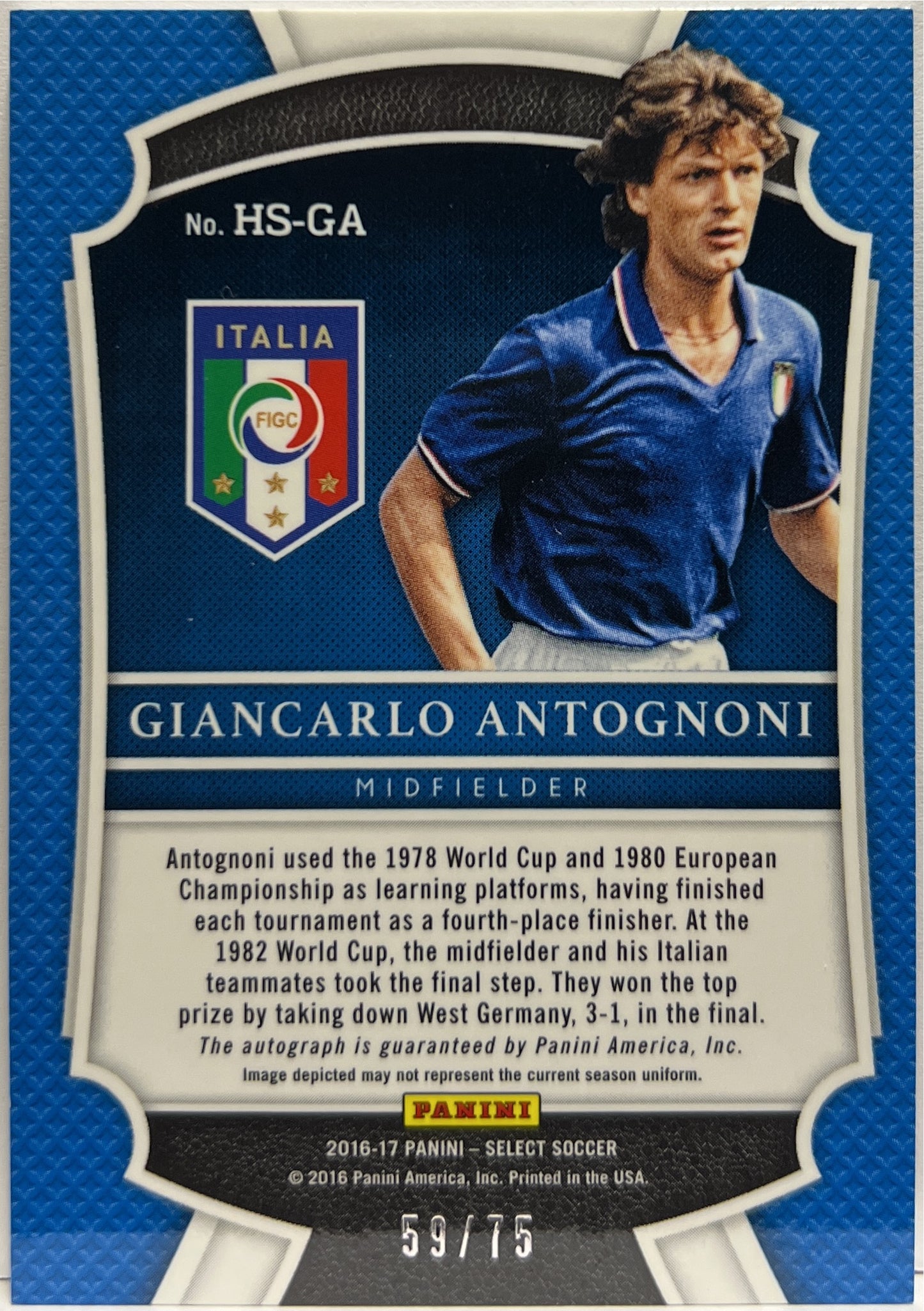 Giancarlo Antognoni 59/75 Autograph Histor Signatures Orange Select Fifa 2016/17