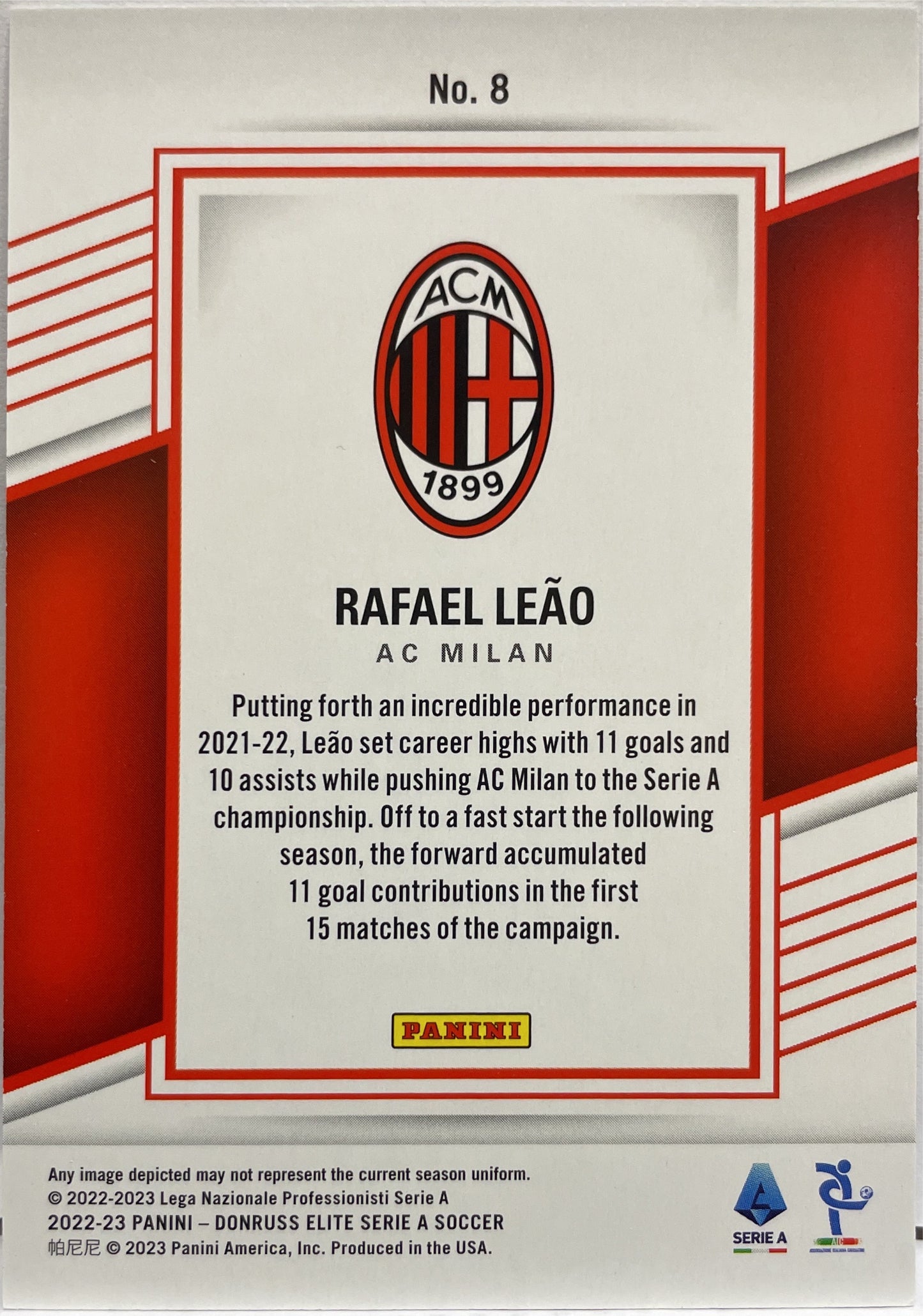 Rafael Leao 15/15 Purple Disco Donruss Elite Serie A 2022/23