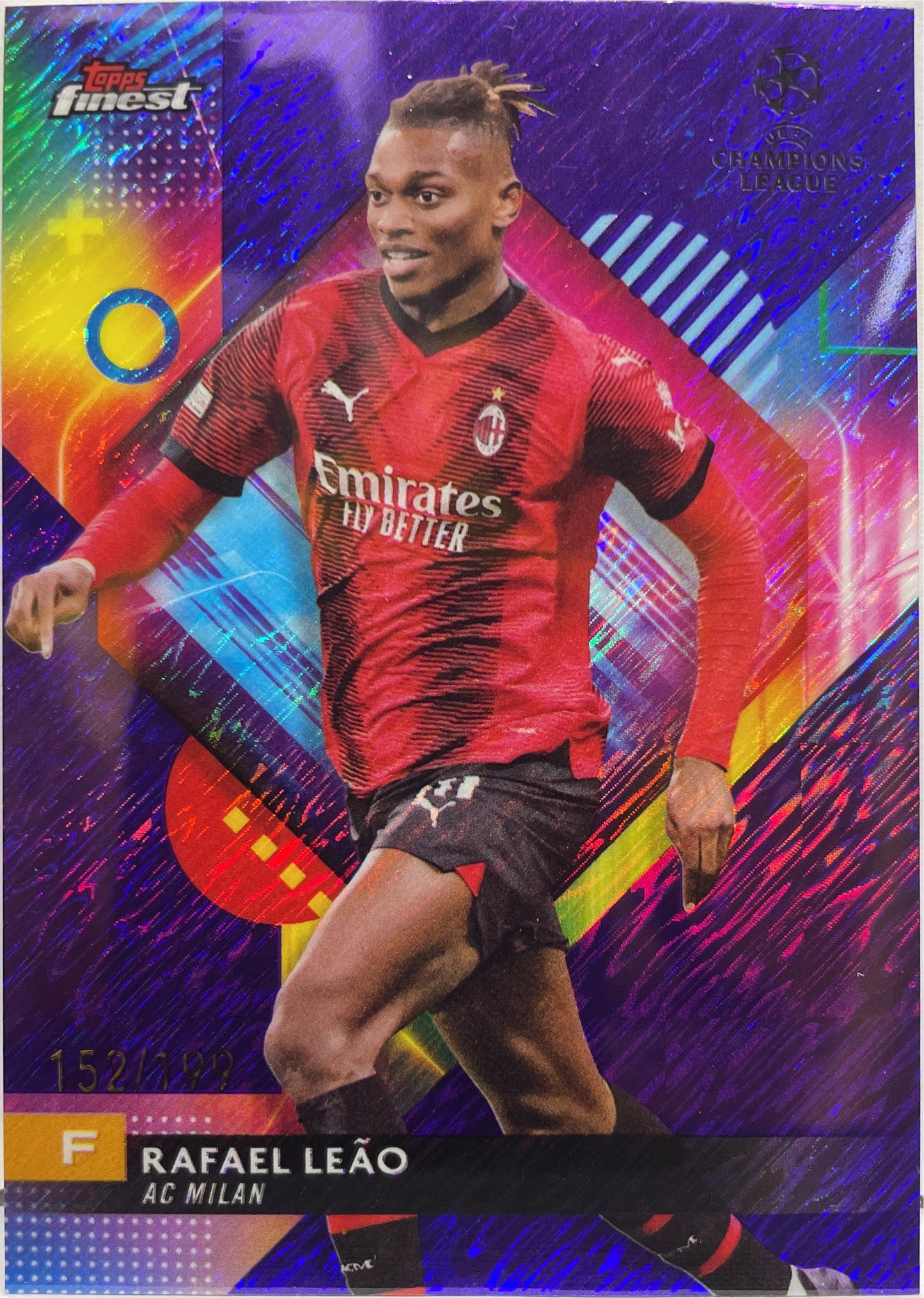 Rafael Leao 152/199 Purple Shimmer Topps Finest UCC 2023/24