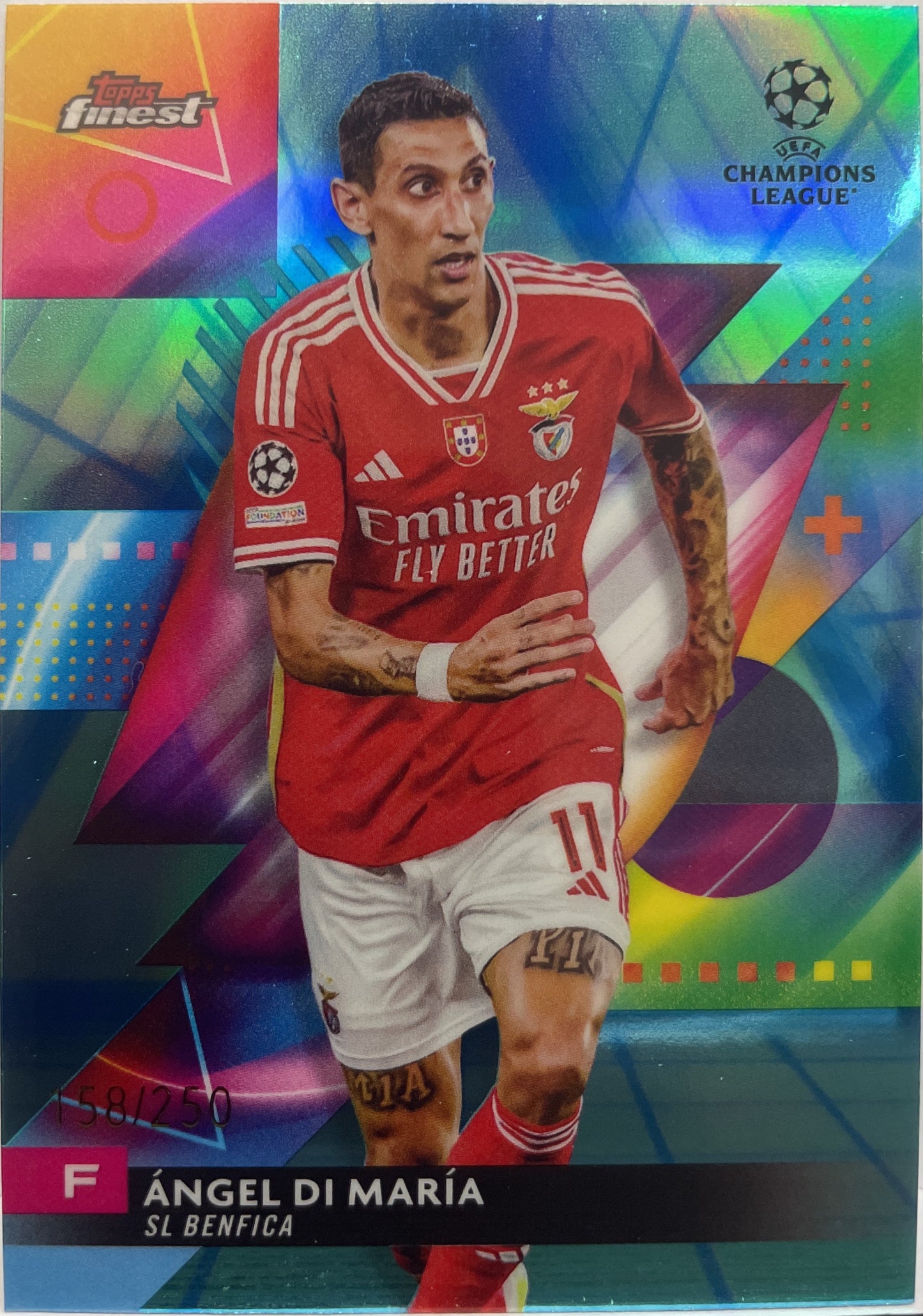 Angel Di Maria 158/250 Blue Aqua Vaporwave Topps Finest UCC 2023/24