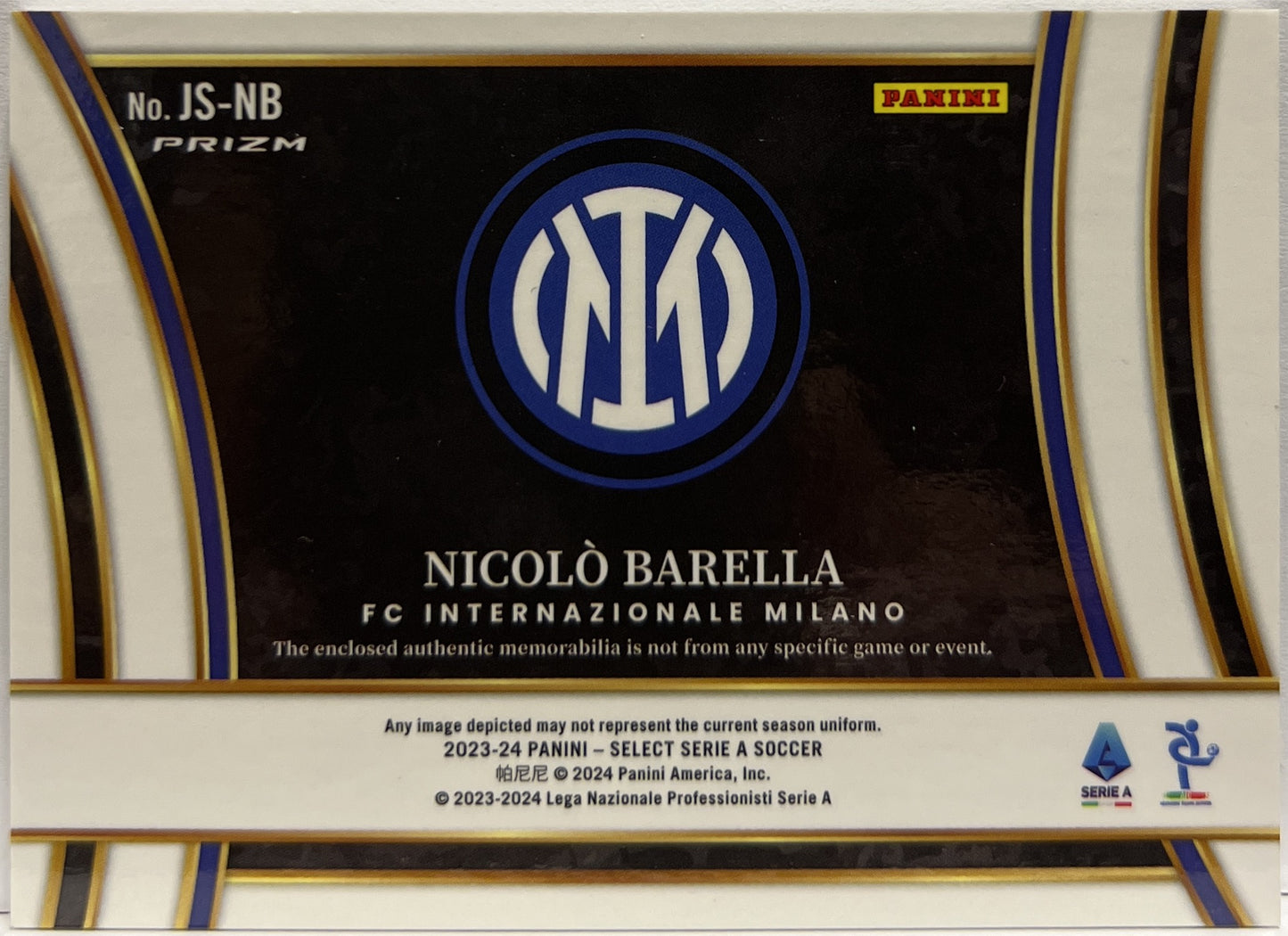 Nicolo Barella Patch Jumbo Swatches Select Serie A 2023/24
