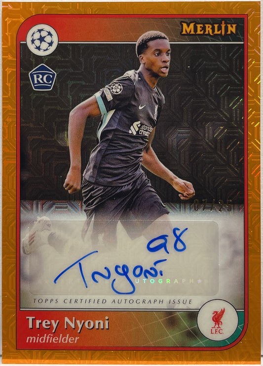 Trey Nyoni 7/25 Rookie Autograph Orange Mojo Topps Merlin UCC 2024/25