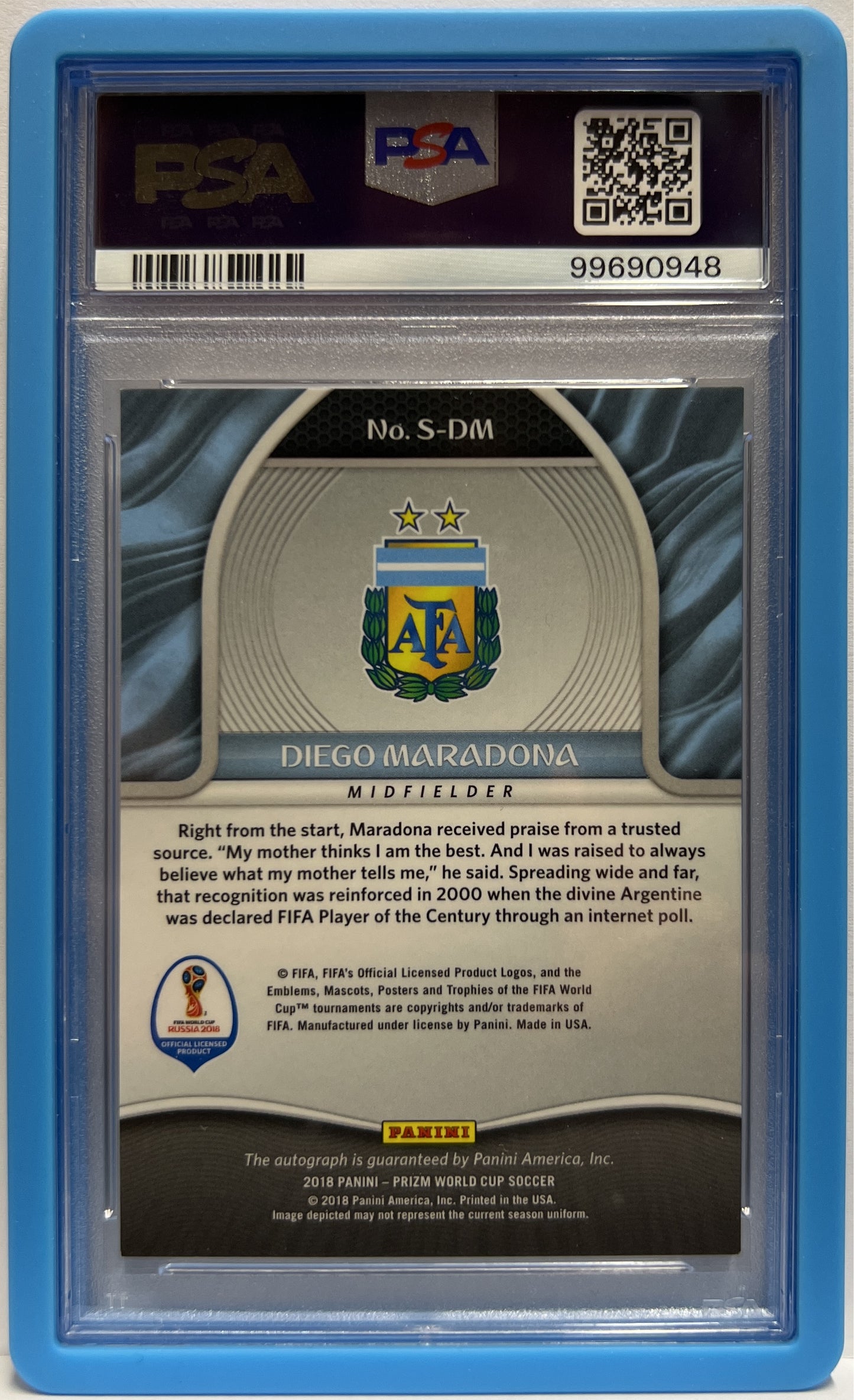 Diego Maradona Autograph Prizm Fifa Worls Cup 2018 PSA 9