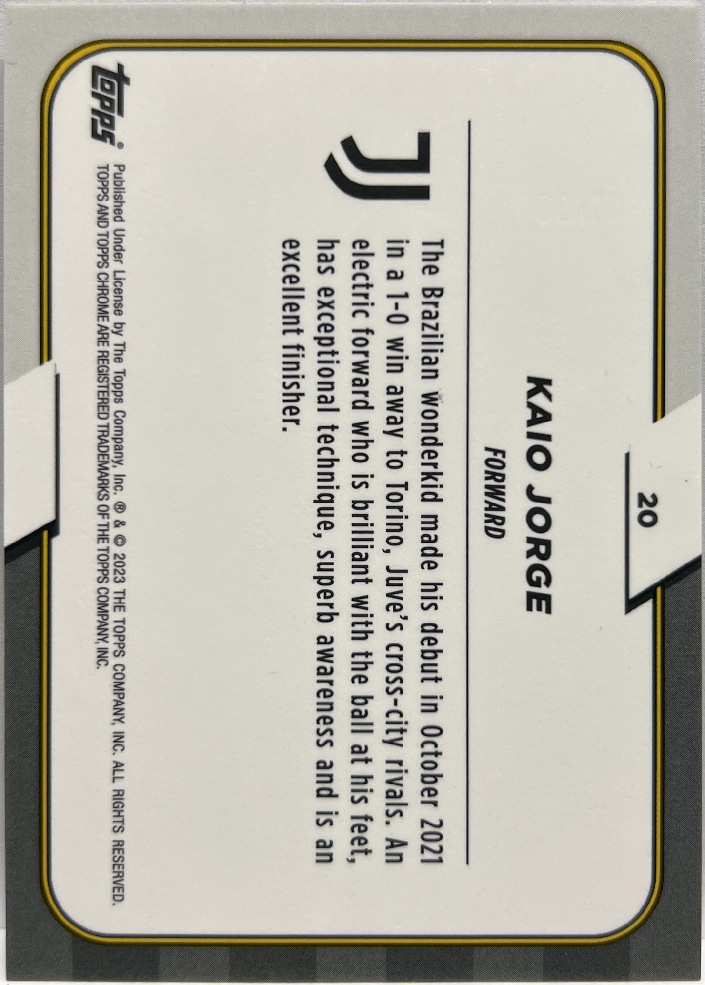 Kaio Jorge 4/50 Gold Topps Chrome Juventus 2022/23