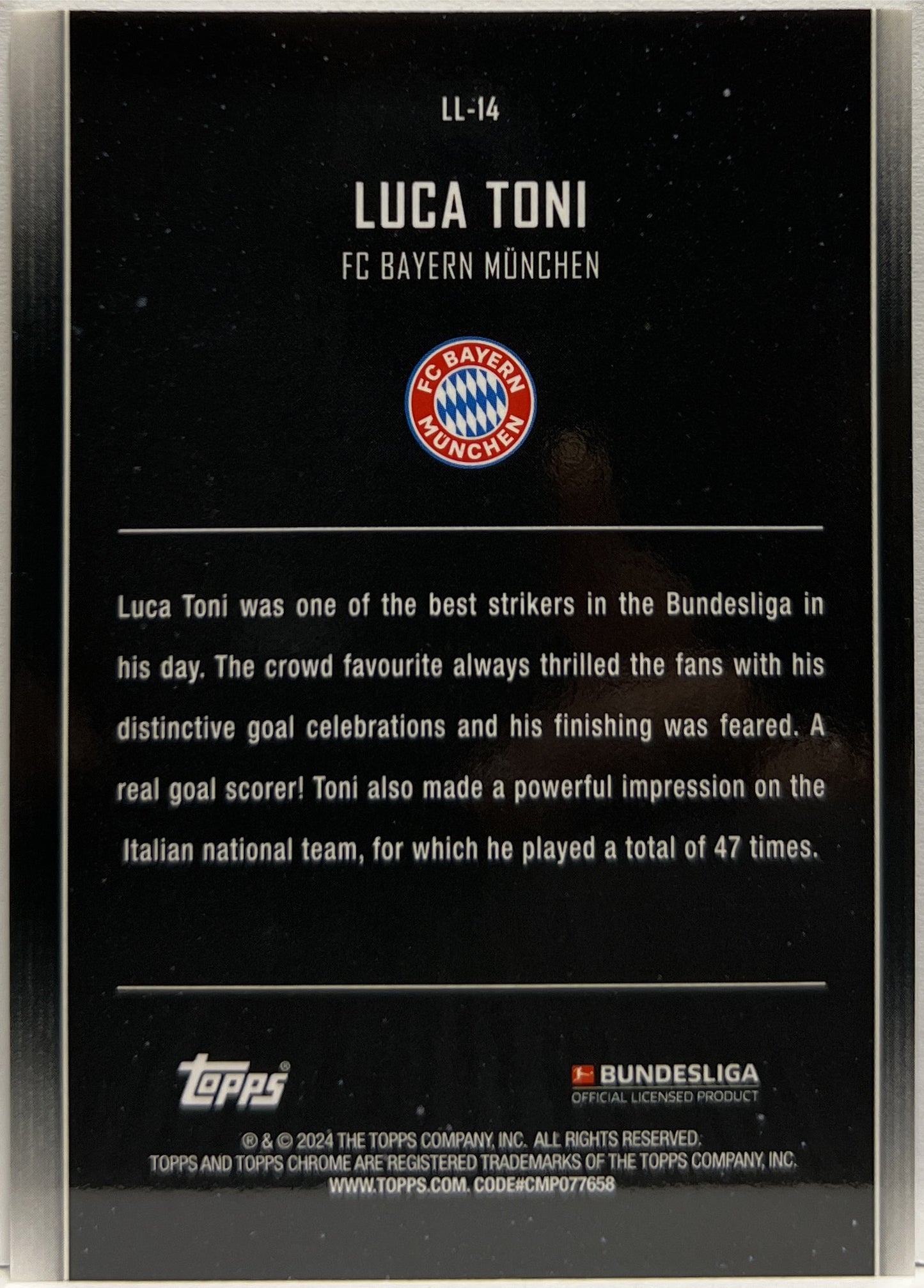 Luca Toni 1/25 Lunar Legends Topps Midnight Bundesliga 2023/24