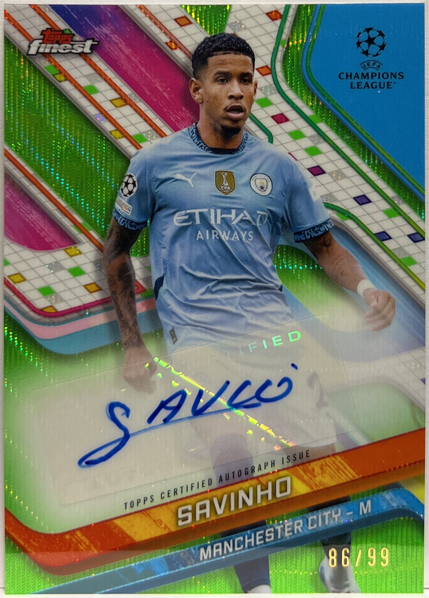 Savinho 86/99 Autograph Green Wave Topps Finest UCC 2024/25