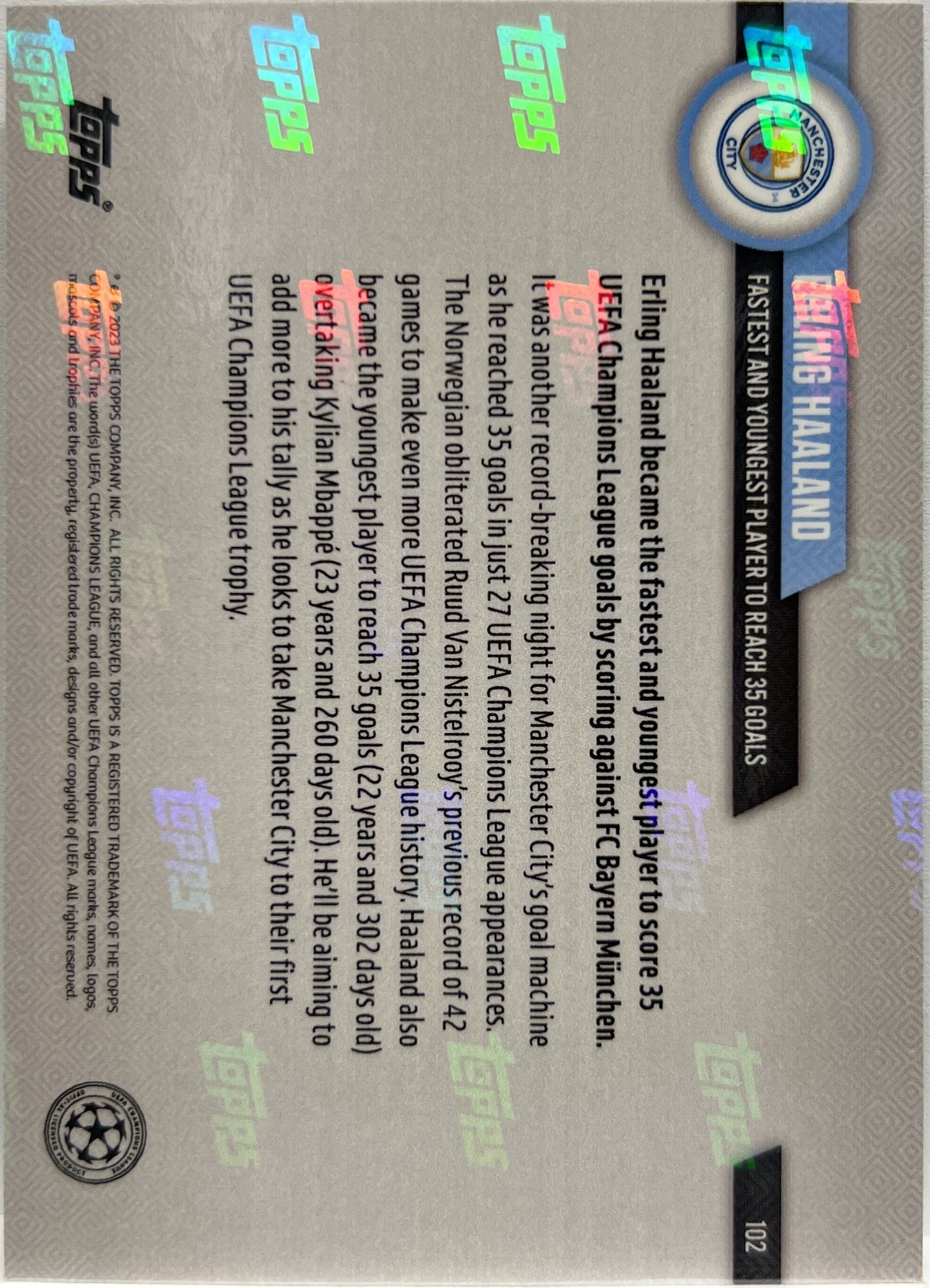 Erling Haaland Fastest And Youngest Player To Reach 35 Goals Topps Now 2023