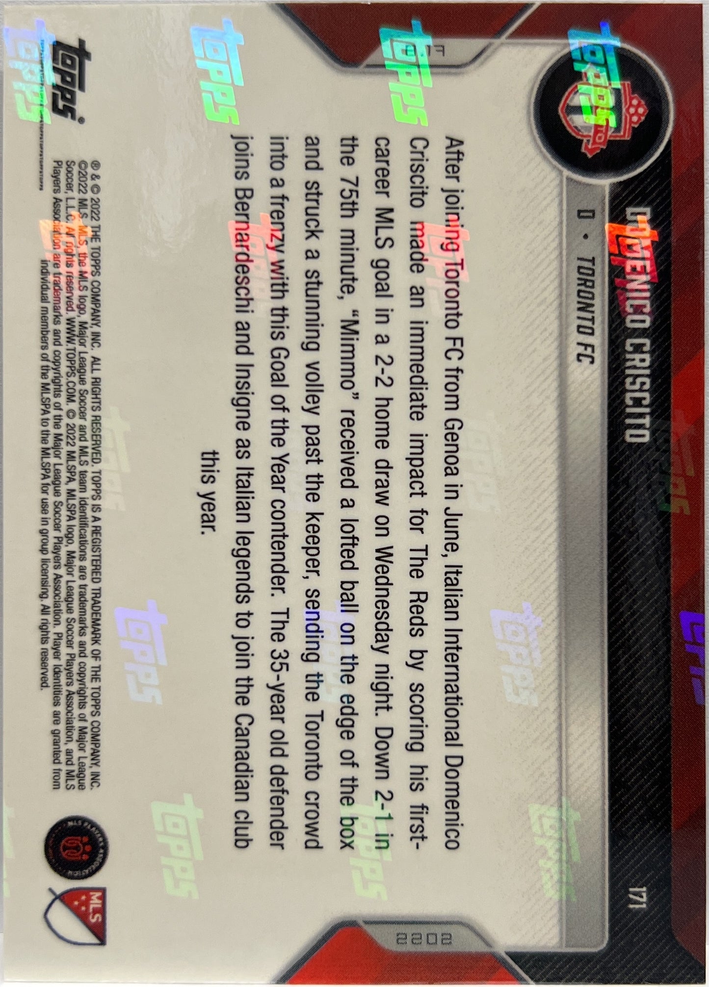 Domenico Criscito 57/99 Topps Now 2022