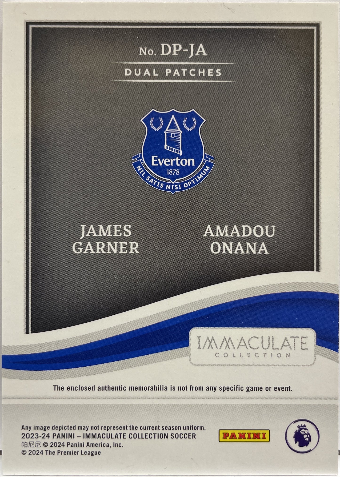 James Garner & Amadou Onana 15/25 Dual Patch Panini Immaculate Collection 2023/24