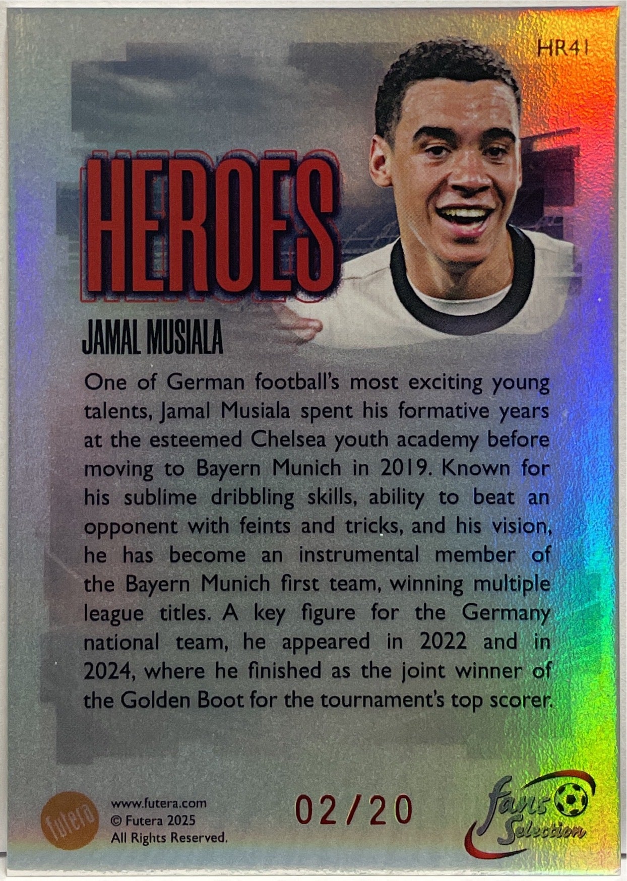 Jamal Musiala 2/20 Heroes Futera Fans Selection 2025