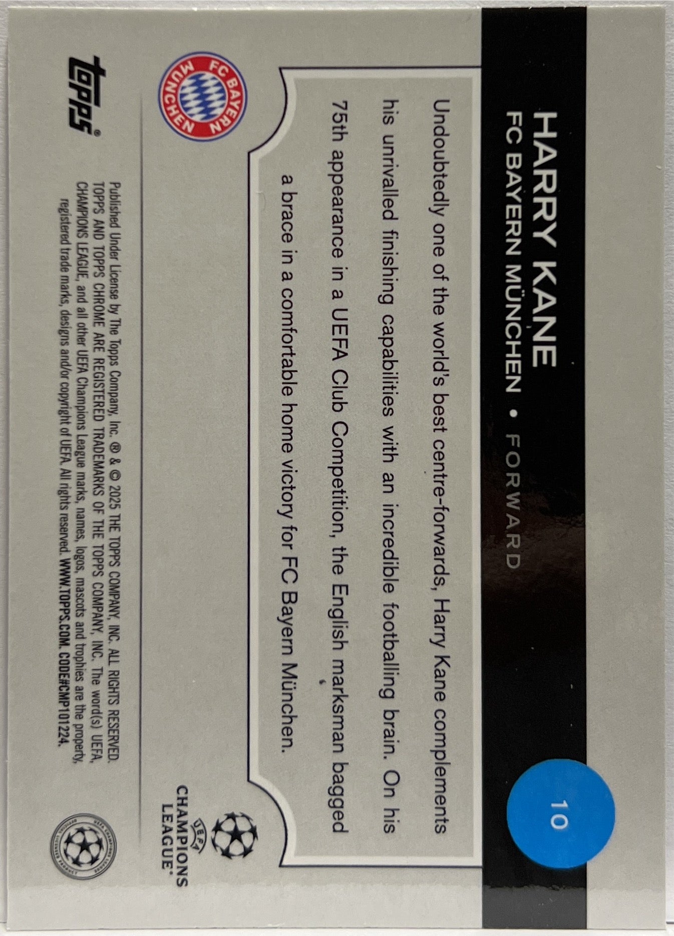 Harry Kane 69/75 Magenta Lava Topps Chrome UCC 2024/25