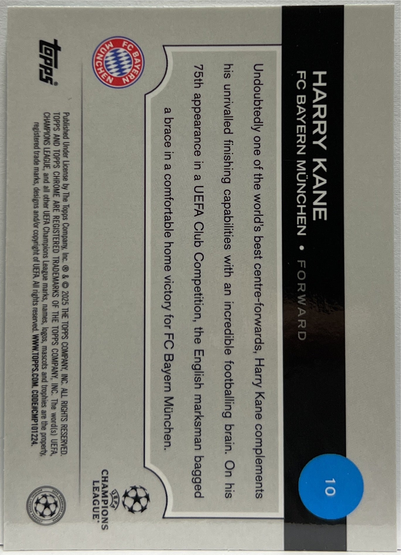 Harry Kane 70/199 Aqua Topps Chrome UCC 2024/25