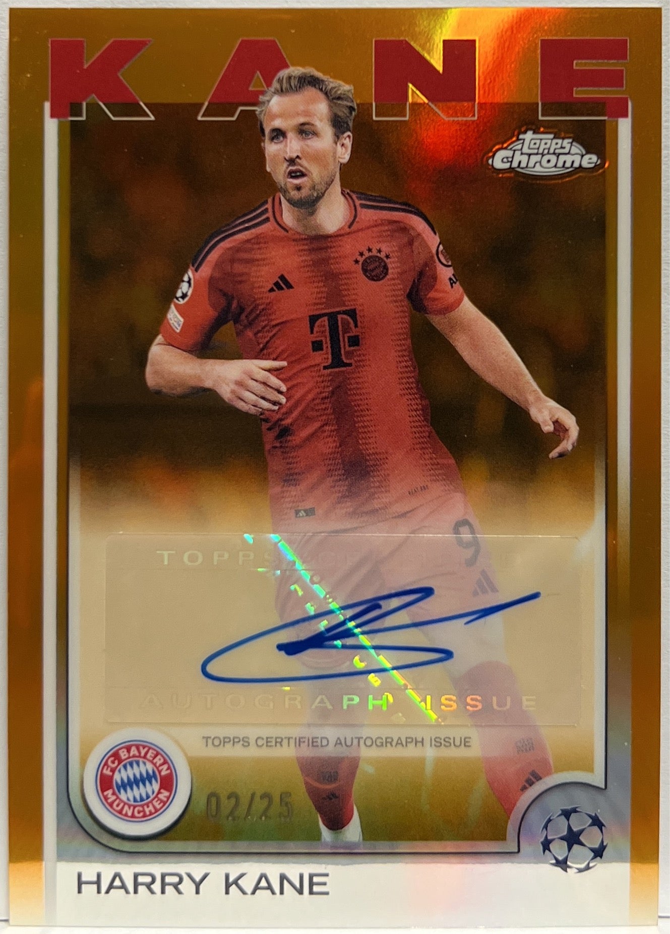 Harry Kane 2/25 Autograph Orange Topps Chrome UCC 2024/25
