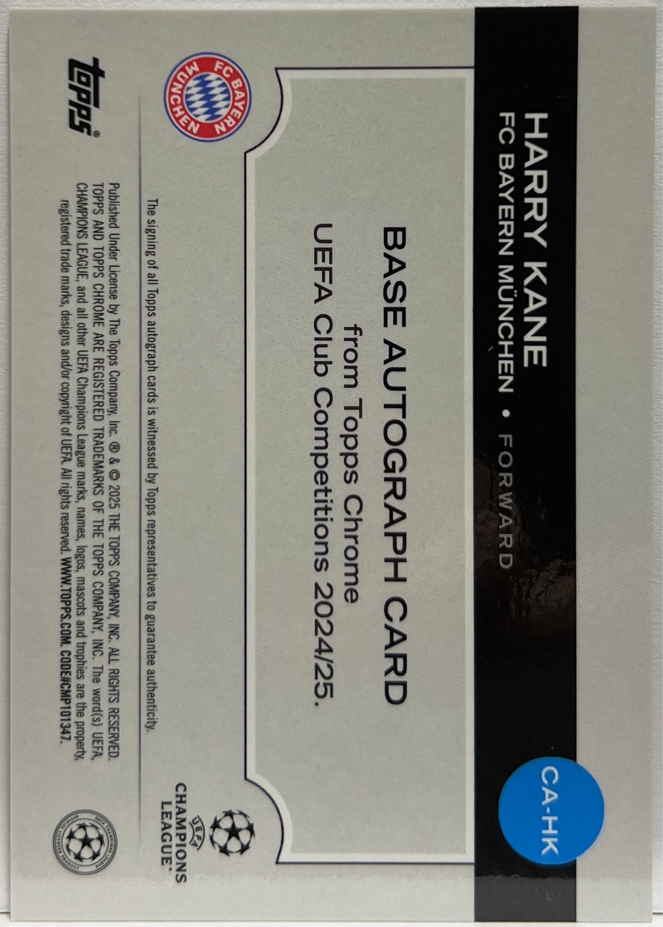 Harry Kane 2/25 Autograph Orange Topps Chrome UCC 2024/25