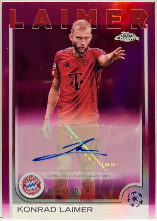 Konrad Laimer 75/250 Autograph Pink Topps Chrome UCC 2024/25