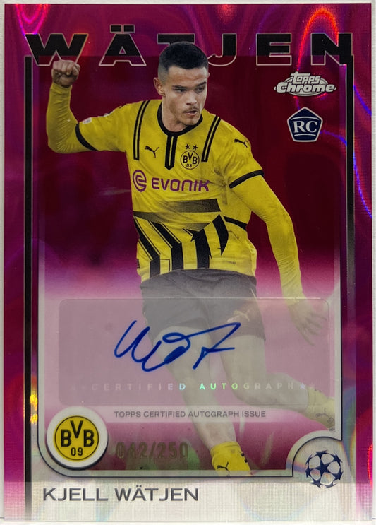 Kjell Watjen 42/250 Rookie Autograph Pink Lava Topps Chrome UCC 2024/25