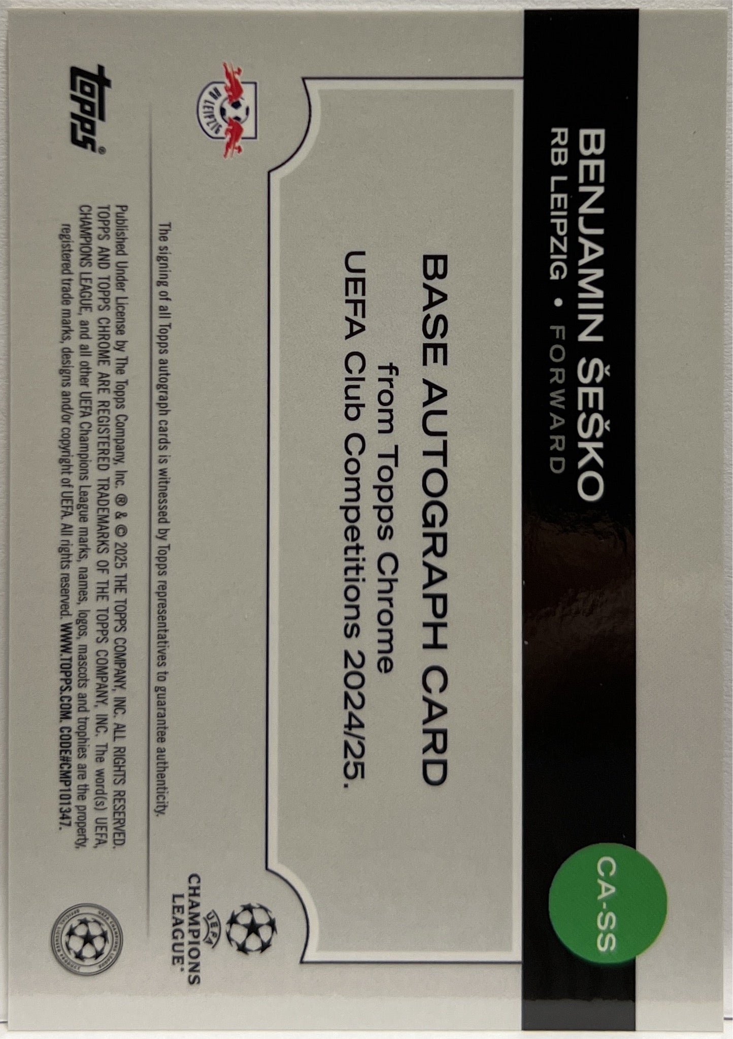 Benjamin Sesko 43/50 Autograph Gold Lava Topps Chrome UCC 2024/25