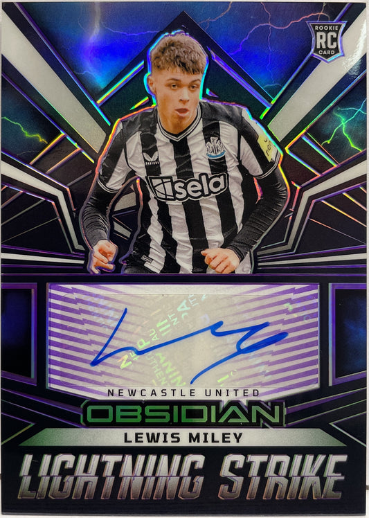 Lewis Miley 49/50 Rookie Autograph Lightning Strike Obsidian 2023/34
