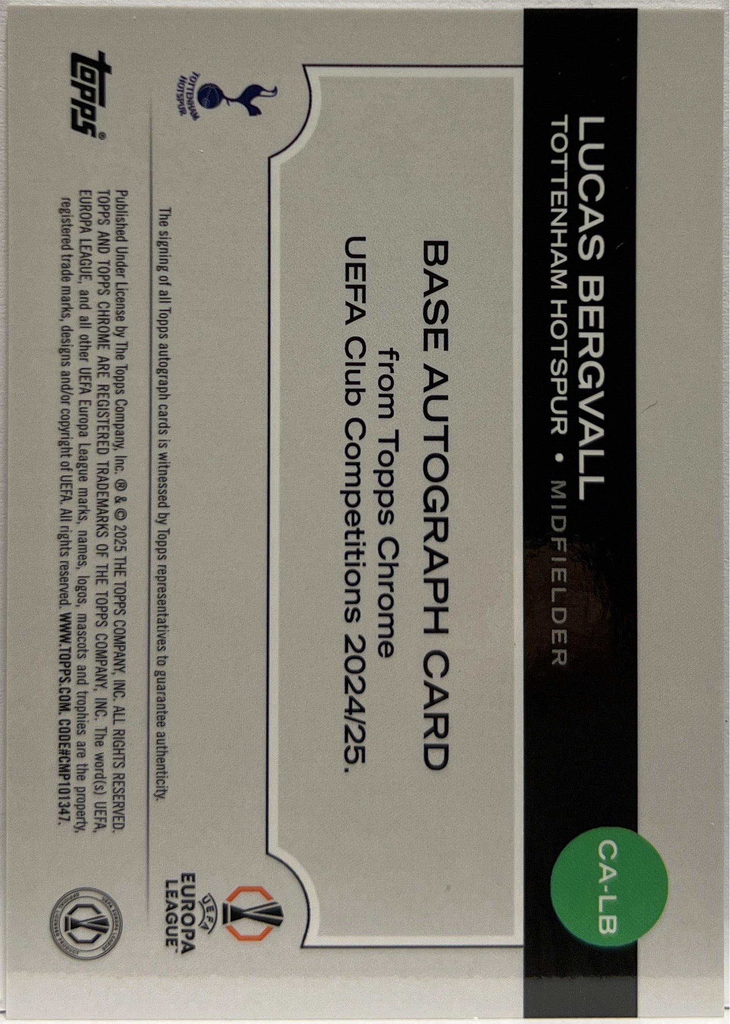 Lucas Bergvall Rookie Autograph Geometric Topps Chrome UCC 2024/25