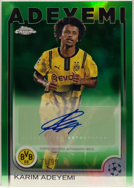 Karim Adeyemi 71/99 Autograph Green Topps Chrome UCC 2024/25