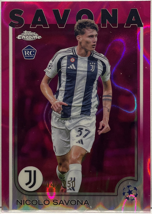 Nicolo Savona 142/250 Rookie Pink Lava Topps Chrome UCC 2024/25