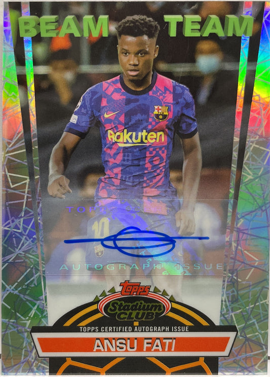 Ansu Fati 190/199 Autograph Beam Team Topps Stadium Club 2021/22