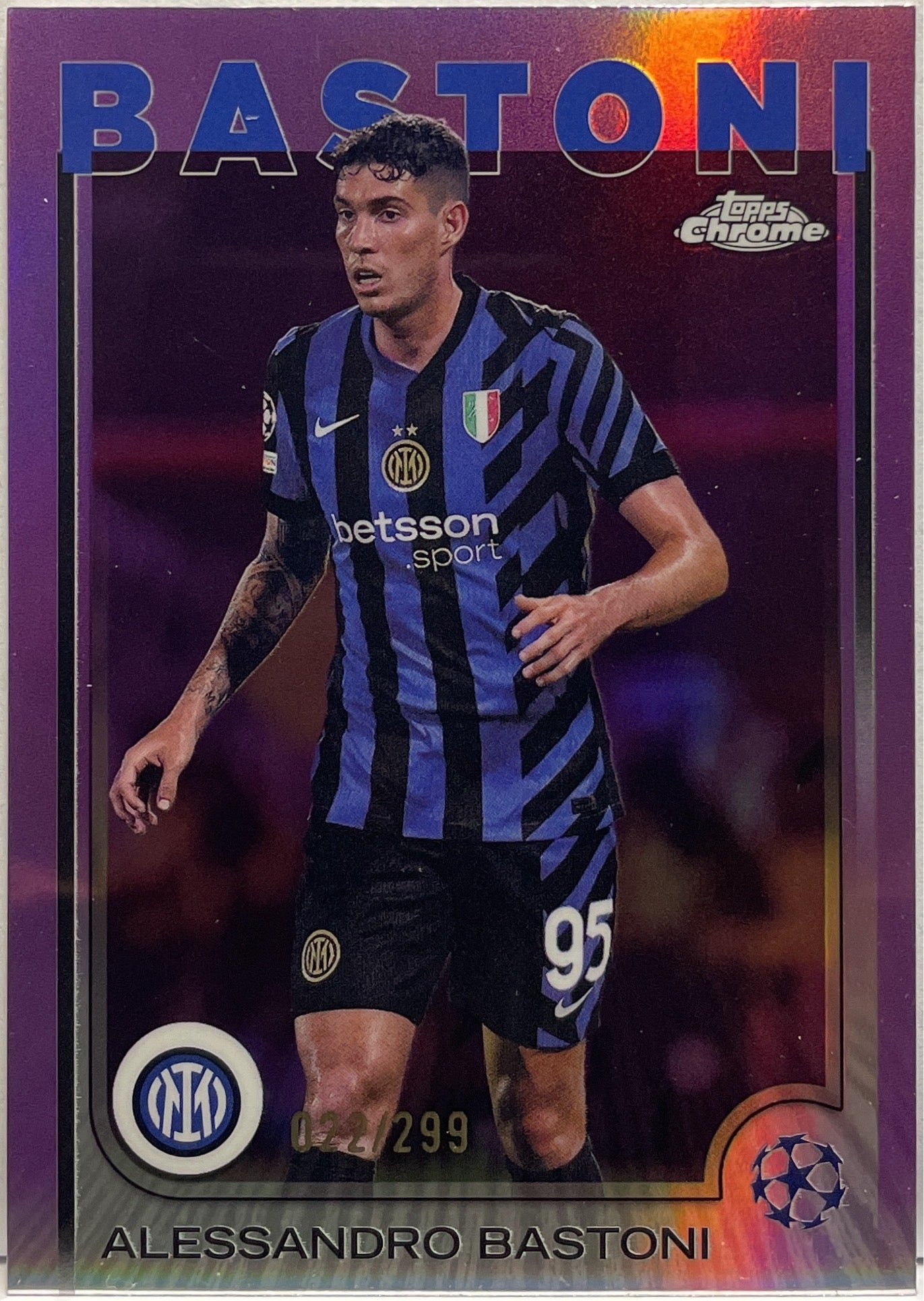 Alessandro Bastoni 22/299 Violet Topps Chrome UCC 2024/25
