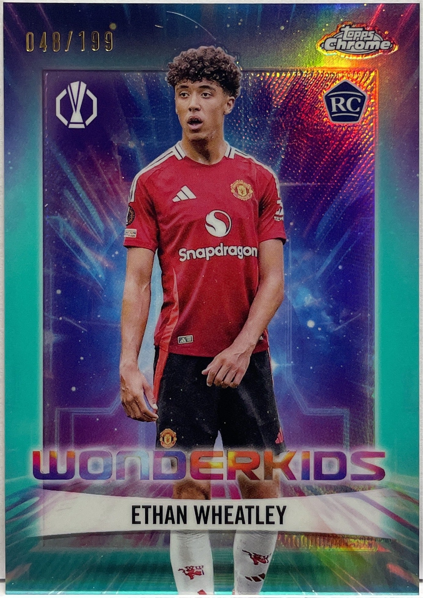 Ethan Wheatley 48/199 Rookie Wonderkids Aqua Topps Chrome UCC 2024/25