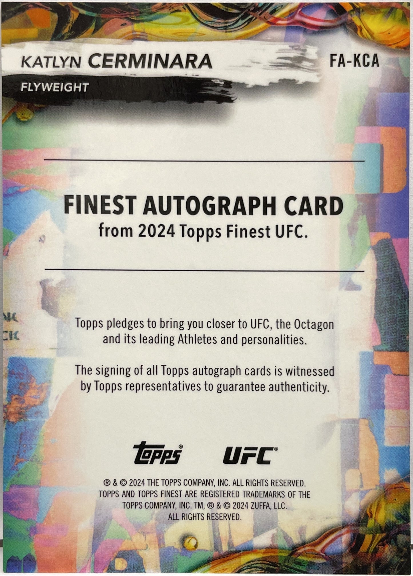 Katlyn Cerminara Autograph Topps Finest UFC 2024